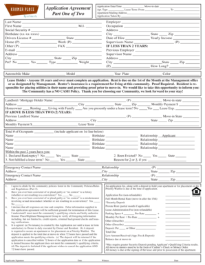 Apartment Rental Application Agreement