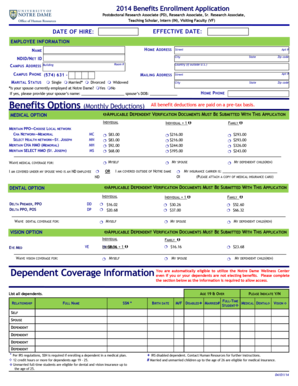 2014 Notre Dame Benefits Enrollment Application