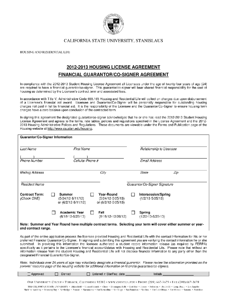 Apartment Co Signer Form Fill Online, Printable, Fillable, Blank