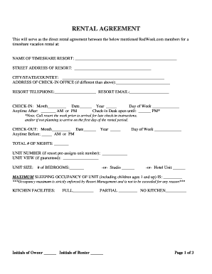 Blank agreement form - timeshare cancellation