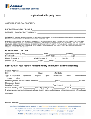 Colorado Property Lease Application