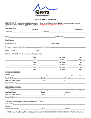 California Rental Application Form