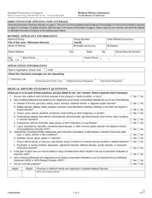 California Retiree Medical History Statement