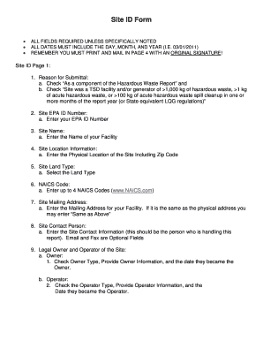 Site Identification Form