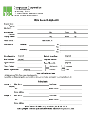 Open Account Application