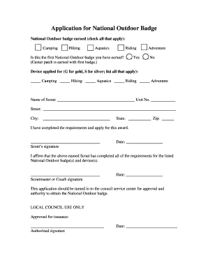 national outdoor badge application form