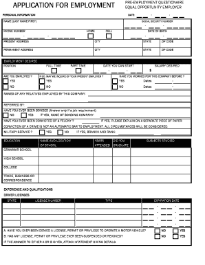 Pre-Employment Questionnaire