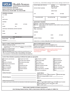 Clinical Exome Sequencing Requisition