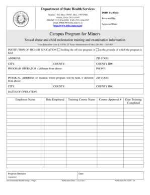 Texas Campus Program for Minors Form