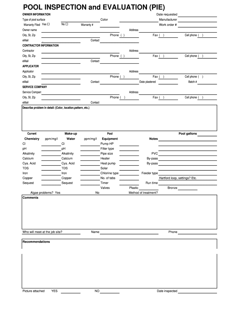 pool inspection form Preview on Page 1.