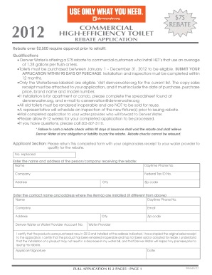 2012 Commercial High-Efficiency Toilet Rebate Application