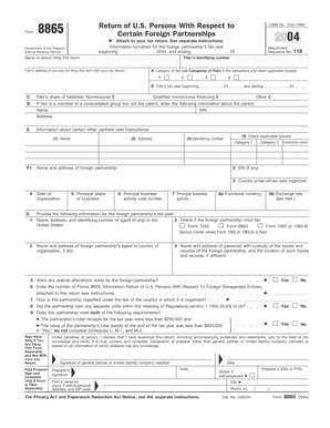 Form 8865 Certain Foreign Partnerships