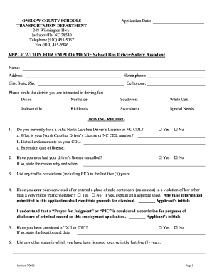 onslow county application for employment form