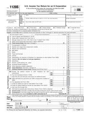 US Federal S Corporation Tax Return Form 1120S