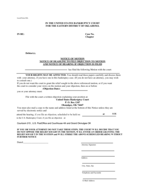 Local Form 20A - Notice of Motion