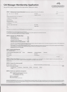 CAI Manager Membership Application