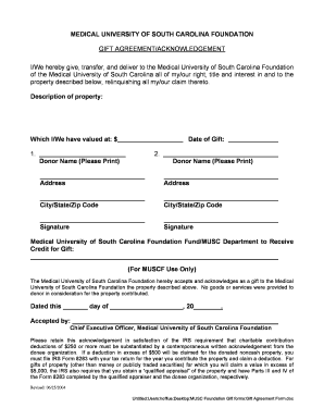 Gift Agreement Form - The Waring Historical Library - Medical ... - waring library musc