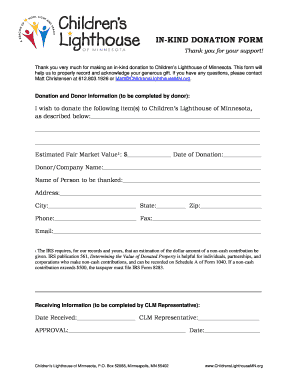 Blood donation letter - IN- KIND DONATION FORM