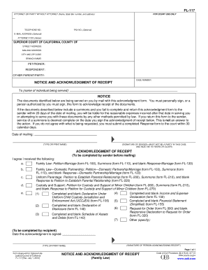 California Notice and Acknowledgment of Receipt FL-117
