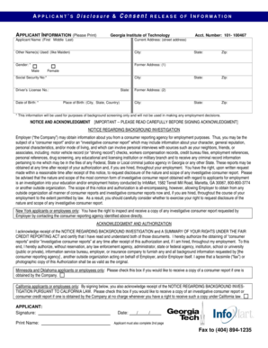 Applicant Disclosure & Consent Release Form