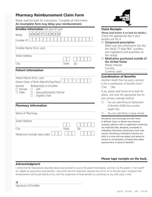 Pharmacy Reimbursement Claim Form