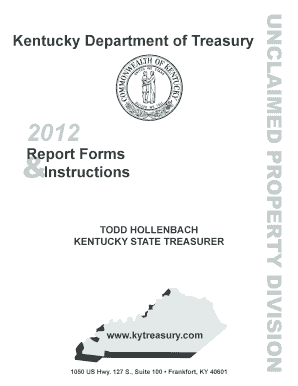 Kentucky Unclaimed Property Report Form