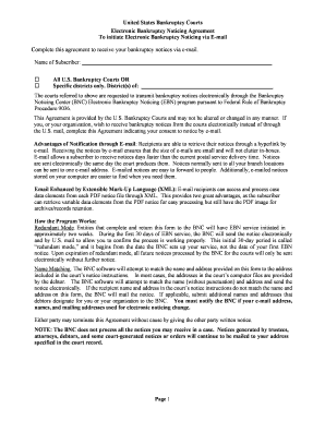 Electronic Bankruptcy Noticing Agreement