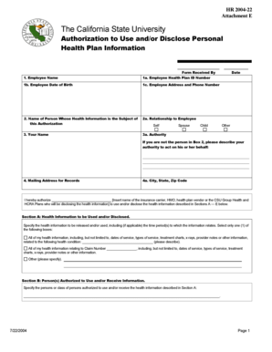 California Health Plan Information Authorization Form