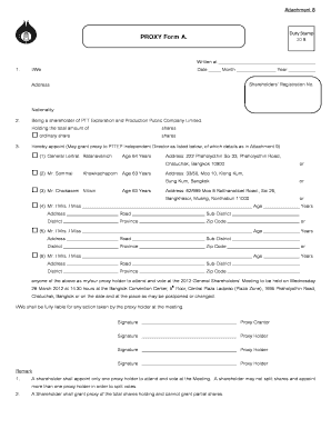 PTT Proxy Form A