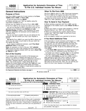 Form 4868 Application for Automatic Extension of Time