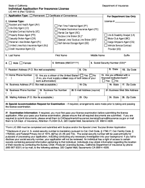 For Department Use Only - California Department of Insurance ... - insurance ca