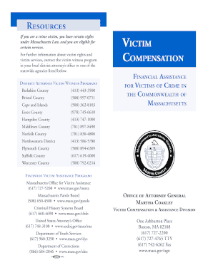 Massachusetts Crime Victim Compensation Application