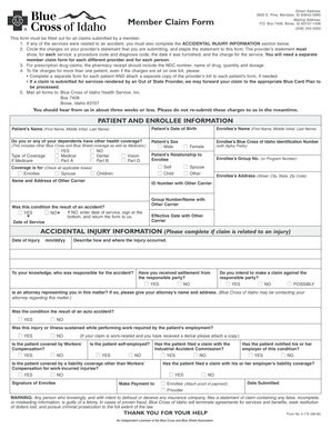Blue Cross of Idaho Member Claim Form