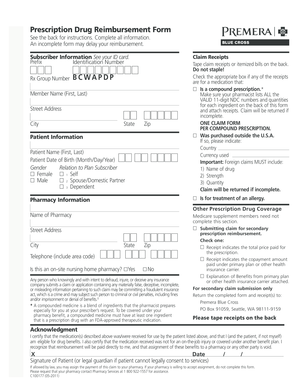 Prescription Drug Reimbursement Form