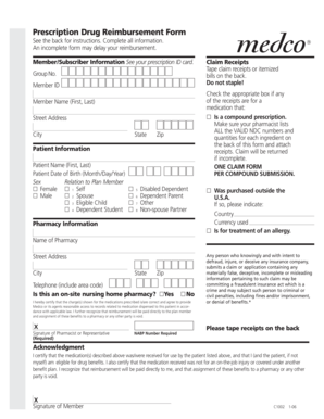 Prescription Drug Reimbursement Form