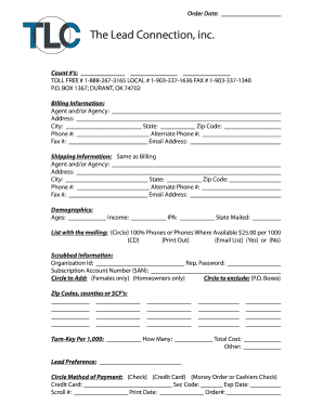 Lead Connection Order Form