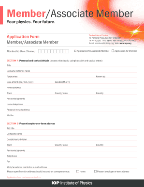 Institute of Physics Membership Application Form