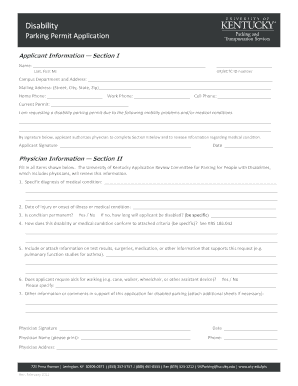 Disability Parking Permit Application