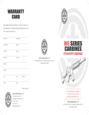 Warranty Card for LWRC M6 Series Rifle