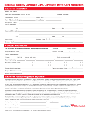 Corporate Card Application Form