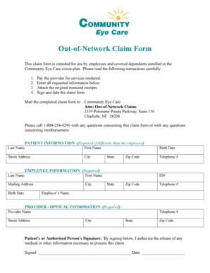 Out-of-Network Claim Form