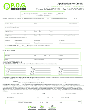 Application for Credit - Precision Optical Group