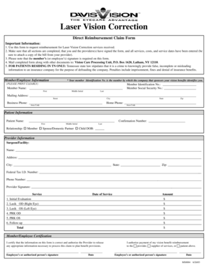 Laser Vision Correction Reimbursement Form