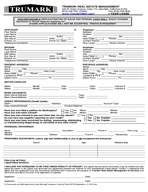Trumark Real Estate Rental Application