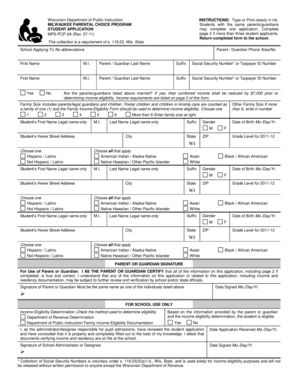 Wisconsin Student Application Form