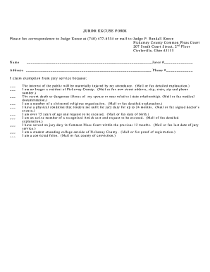 Juror Excuse Form