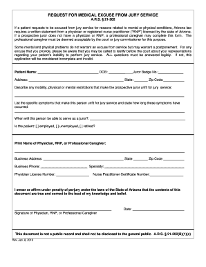 Arizona Medical Excuse from Jury Service