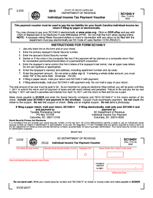 South Carolina SC1040-V Tax Payment Voucher