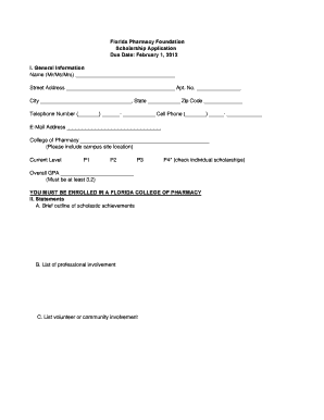 Florida Pharmacy Foundation Scholarship Application Due Date ...