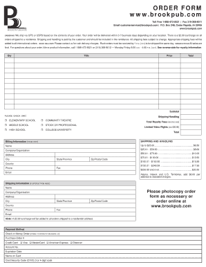 Brooklyn Publishers Order Form
